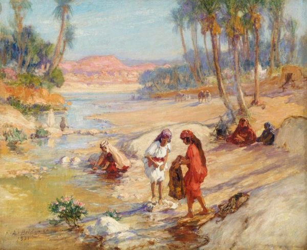 Women Washing Clothes In A Stream